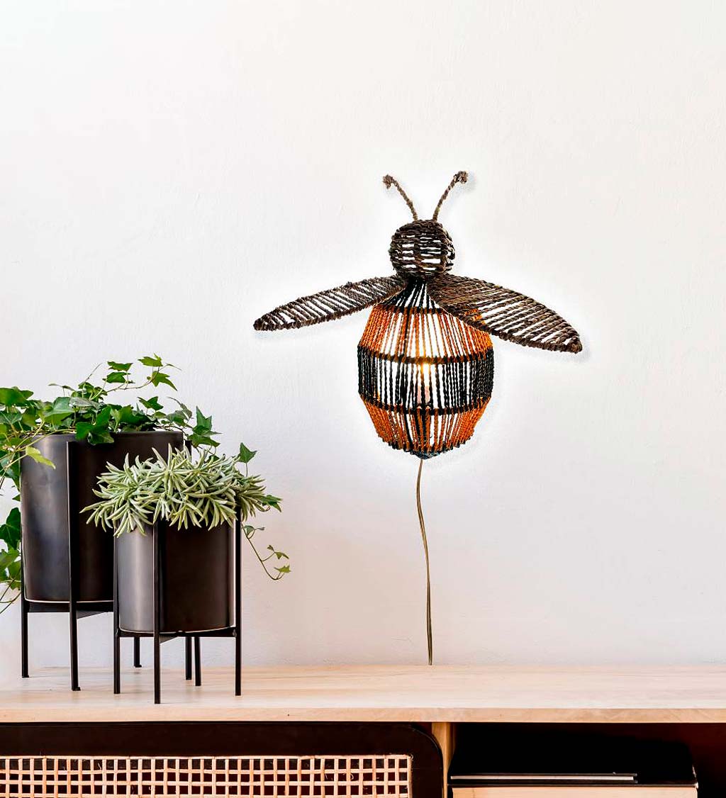 Abaca Rope and Iron Bee Wall Light