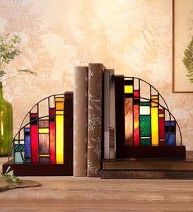 Lighted Stained Glass Bookends