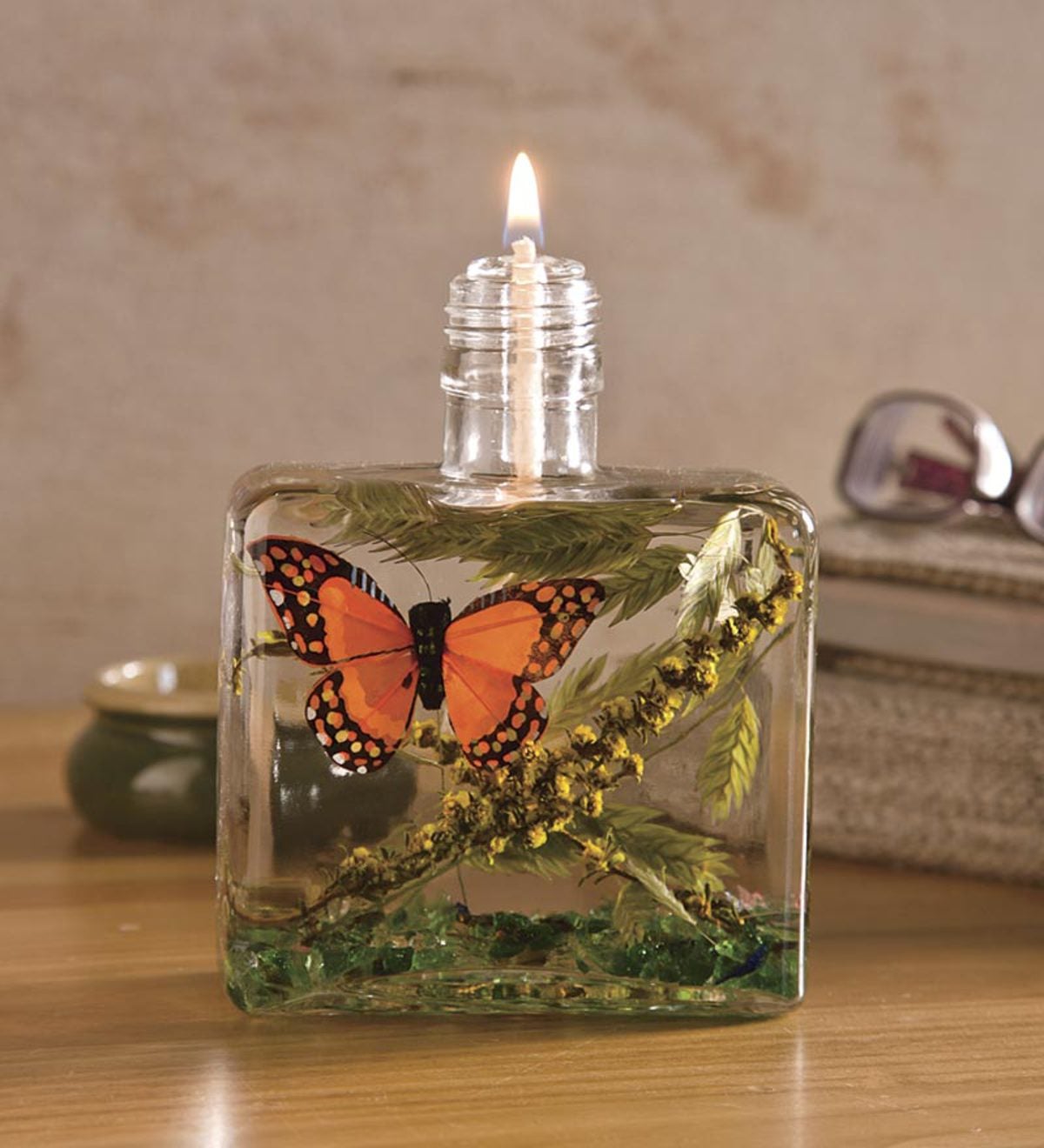 Square Butterfly Lifetime Oil Candle - Orange