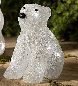 LED-Lighted Polar Bear Cub - Sitting Polar Bear Cub
