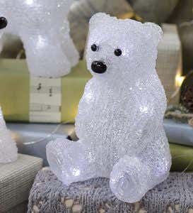 LED-Lighted Polar Bear Cub - Sitting Polar Bear Cub