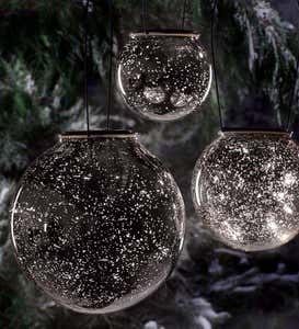 Mercury Glass Solar Globes, Set of 3 - Gold