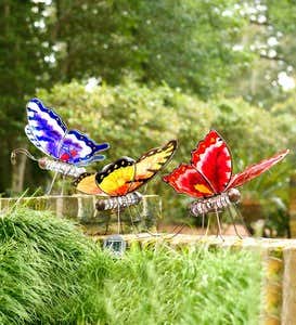 Color-Changing Solar Butterfly Statue - Yellow