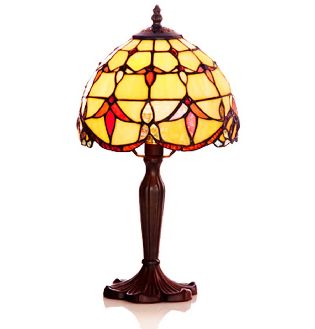 Allistar Stained Glass Table Accent Lamp - Amber