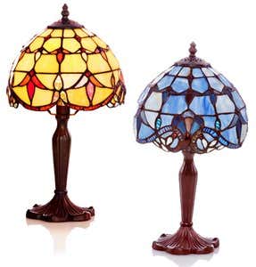 Allistar Stained Glass Table Accent Lamp - Blue