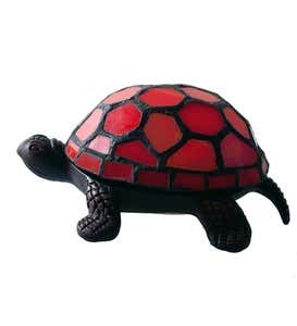 Stained Glass Turtle Accent Lamp - Red