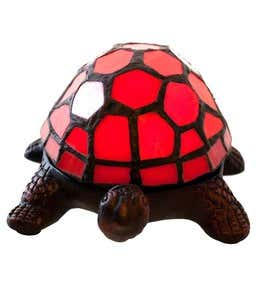 Stained Glass Turtle Accent Lamp - Red
