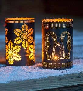 Punched Tin Votive Holders - Penguin Family