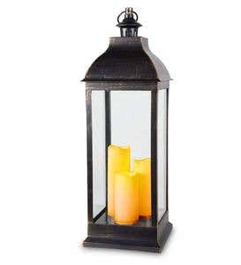 Antique-Style Lantern with Electric Candles - Black