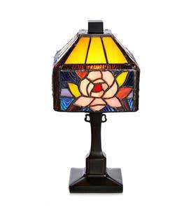 Stained Glass Butterfly and Flower Accent Lamp