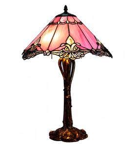 Pink Crystal Stained Glass Table Lamp
