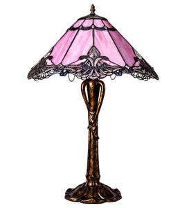 Pink Crystal Stained Glass Table Lamp