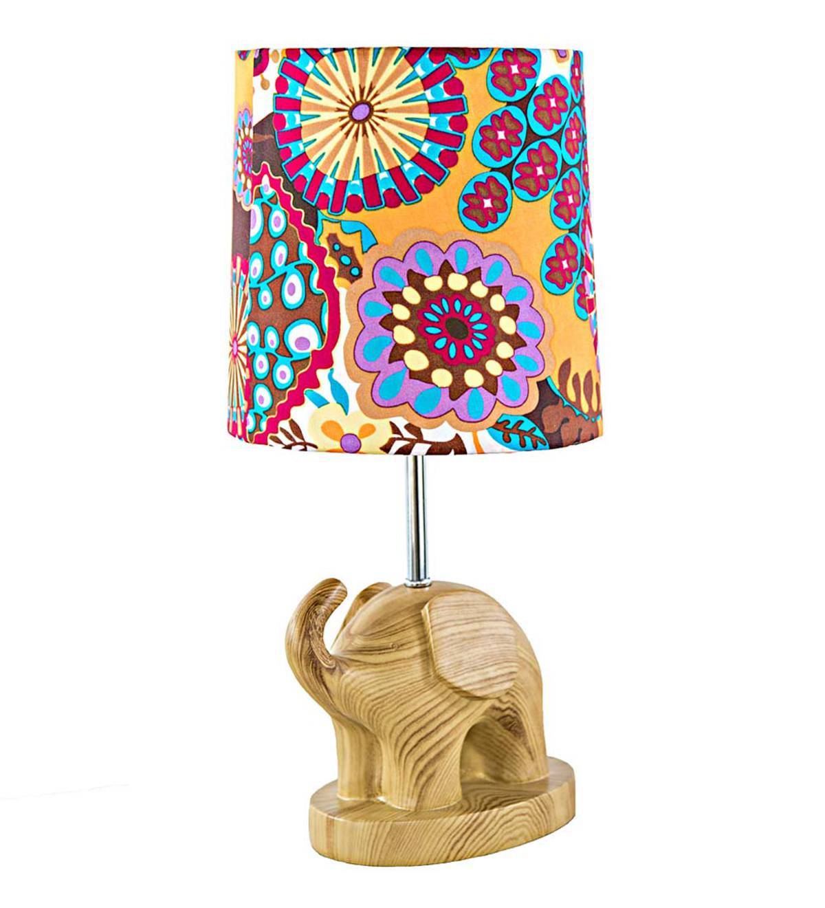 Elephant Lamp with Floral Shade
