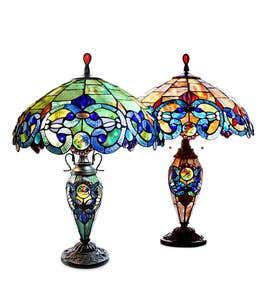 Baroque Double-Lit Table Lamp - Teal
