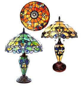 Stained Glass Double-Lit Table Lamp - Ivory