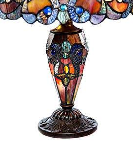 Stained Glass Double-Lit Table Lamp - Green