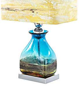 Glass Table Lamp with Hand-Painted Sunrise Shade