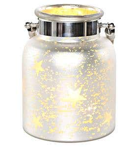 Large Wireless Mercury Glass Star Jar Light - White
