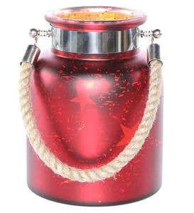 Large Wireless Mercury Glass Star Jar Light - Red