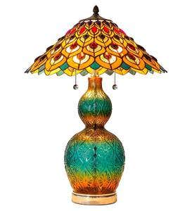 Peacock Feather Stained Glass Table Lamp