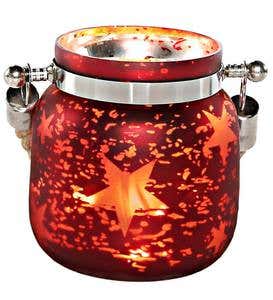 Small Wireless Mercury Glass Star Jar Light - Red