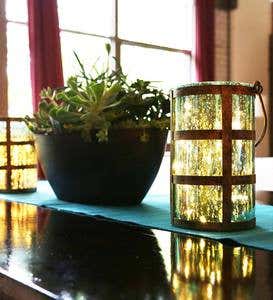 Wireless LED Mercury Glass Jar Light - Green/White Ombre