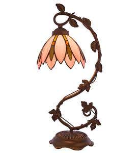 Pink Stained Glass Lotus Table Lamp