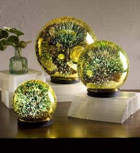 3D Lighted Mercury Glass Balls, Set of 3