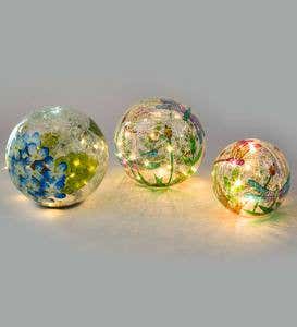 Crackle-Glass Balls, Set of 3