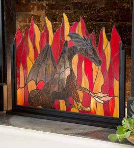 Stained Glass Dragon Firescreen