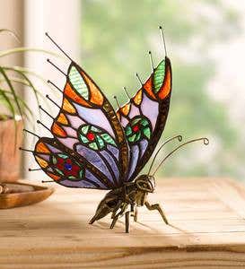 Metal and Stained Glass Butterfly