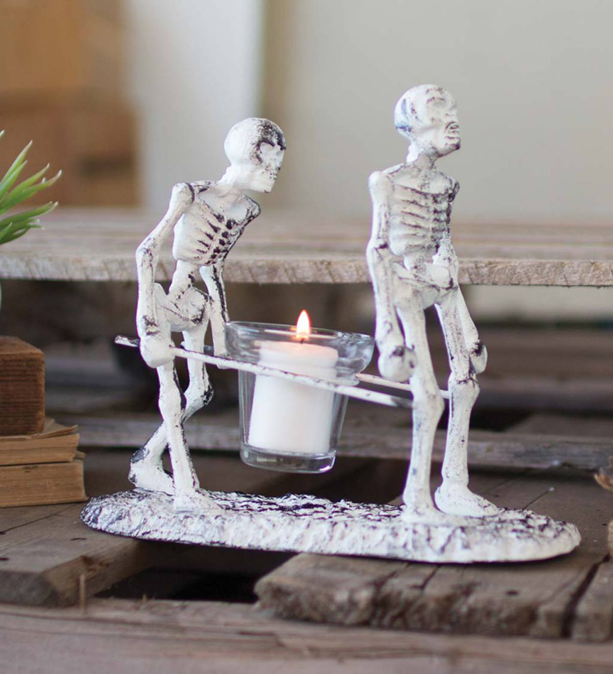 Cast Iron Skeleton Candle Holder