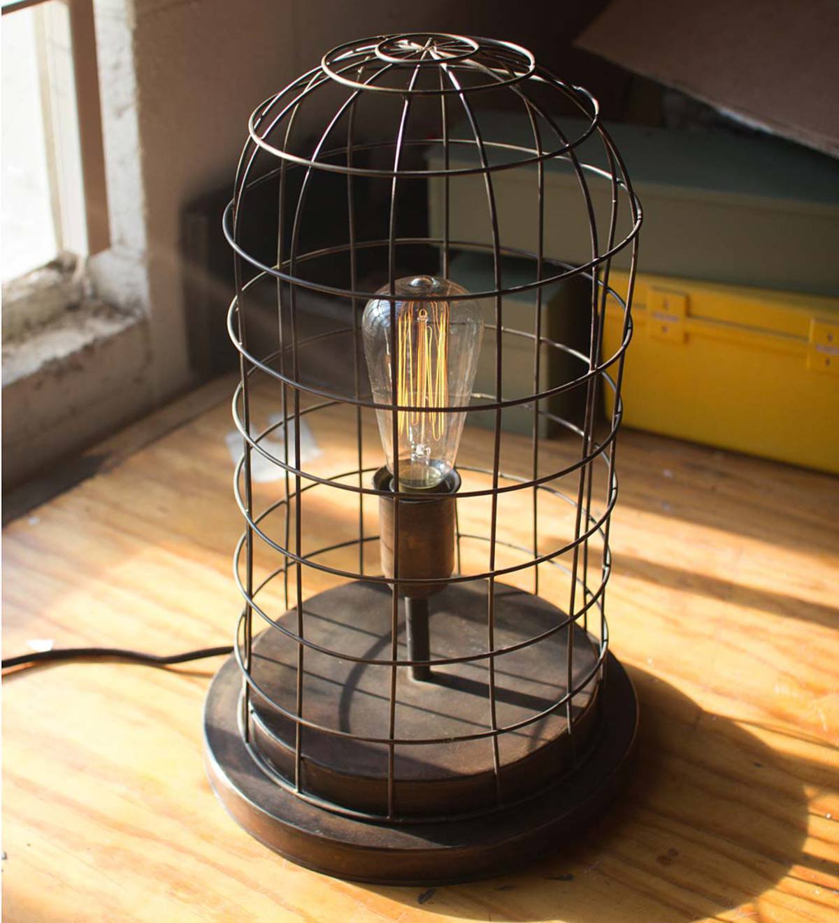 Vintage-Style Wire Cage Desk Lamp