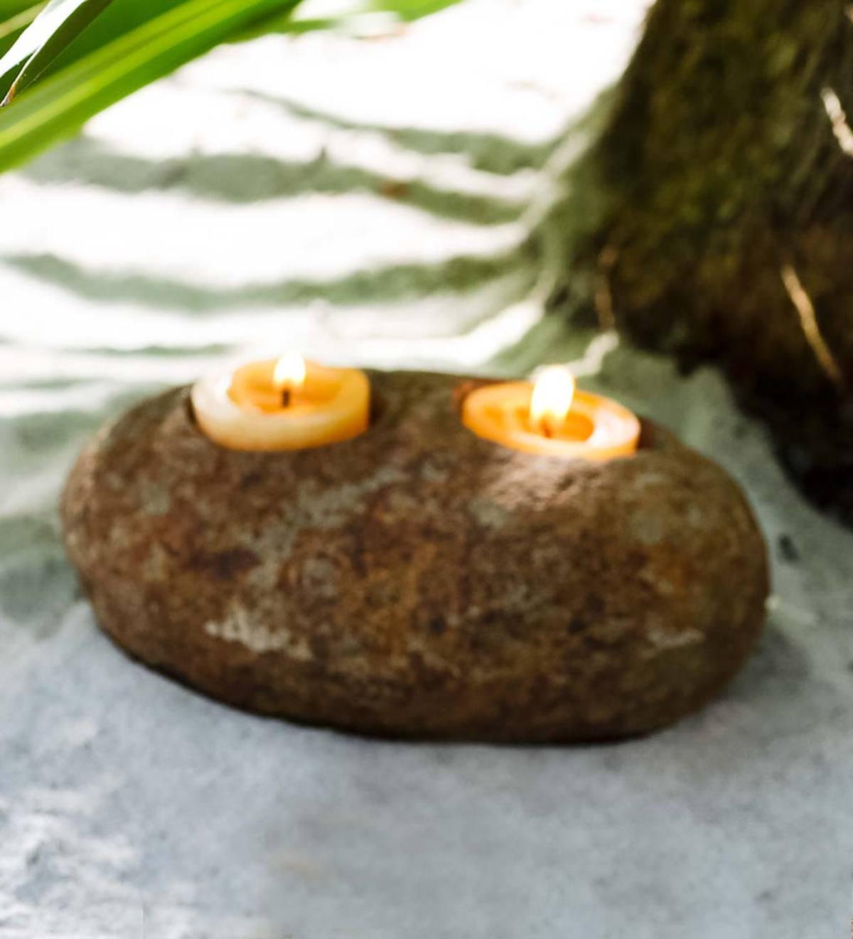 Natural Stone Double Tealight Holder