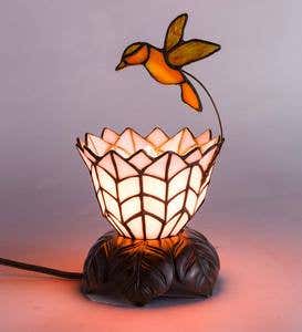 Hummingbird and Flower Stained Glass Lamp