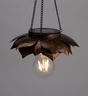 Antiqued Metal Hanging Solar Light - Daisy