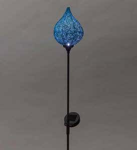 Lighted Solar Water Drop Stake - Blue