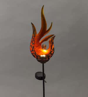Flame-Shaped Lighted Solar Garden Stake - Flame
