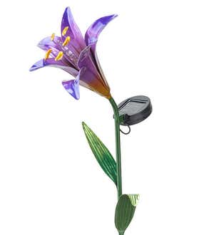Special! Solar Lighted Metal Lily Garden Stake - Purple