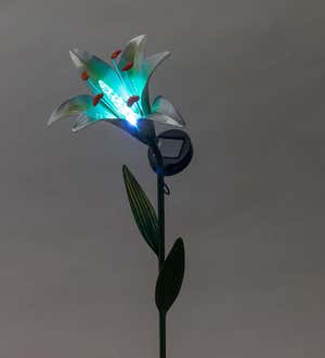 Special! Solar Lighted Metal Lily Garden Stake - Purple