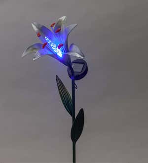 Solar Lighted Metal Lily Garden Stake - Purple