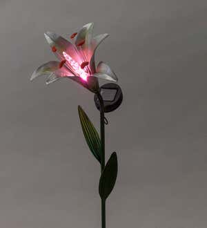 Solar Lighted Metal Lily Garden Stake - Purple