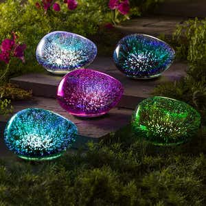 Lighted Art Glass Decorative Glowing Garden Rocks