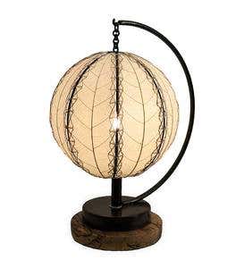 Orb Table Lamp with Leaf Shade - Aqua