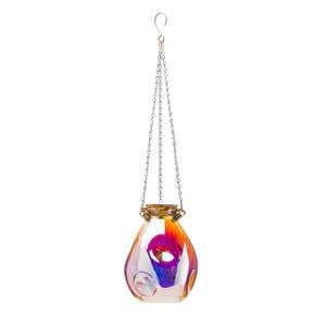 Oval Solar Iridescent Glass Light with 16" Hanging Chain