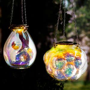 Hanging Bubbles Solar Iridescent Glass Light with 16" Hanging Chain