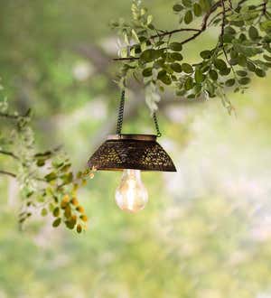 Antiqued Metal Hanging Indoor/Outdoor Flower Light - Scalloped