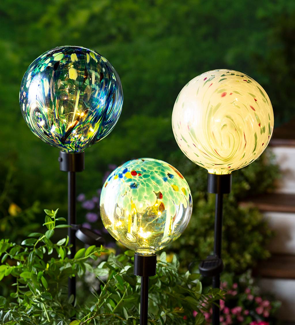 Glowing Glass Solar Lighted Orb On