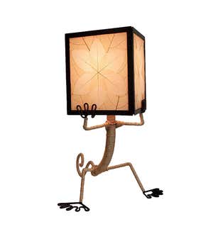 Handcrafted Reading Gecko Table Lamp - Multicolored