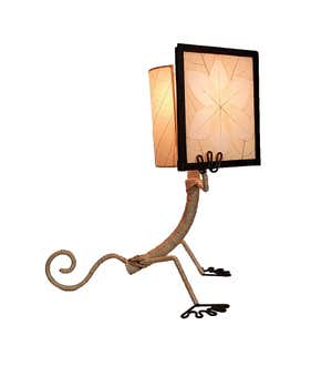 Handcrafted Reading Gecko Table Lamp - Natural